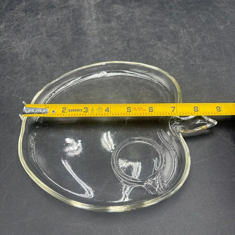 Vtg Hazel Atlas Clear Glass Apple Shaped Snack Plates Set of 4 Luncheon Trays